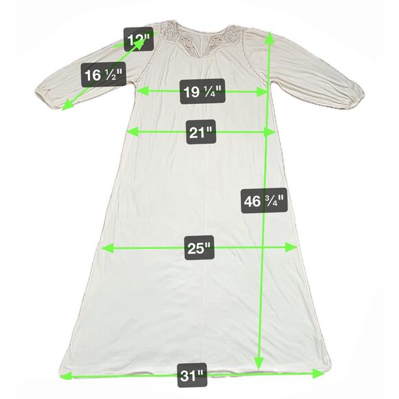 Miss Elaine Brushed Nylon Nightgown Medium Ivory Union Made USA Vintage - Picture 2 of 6